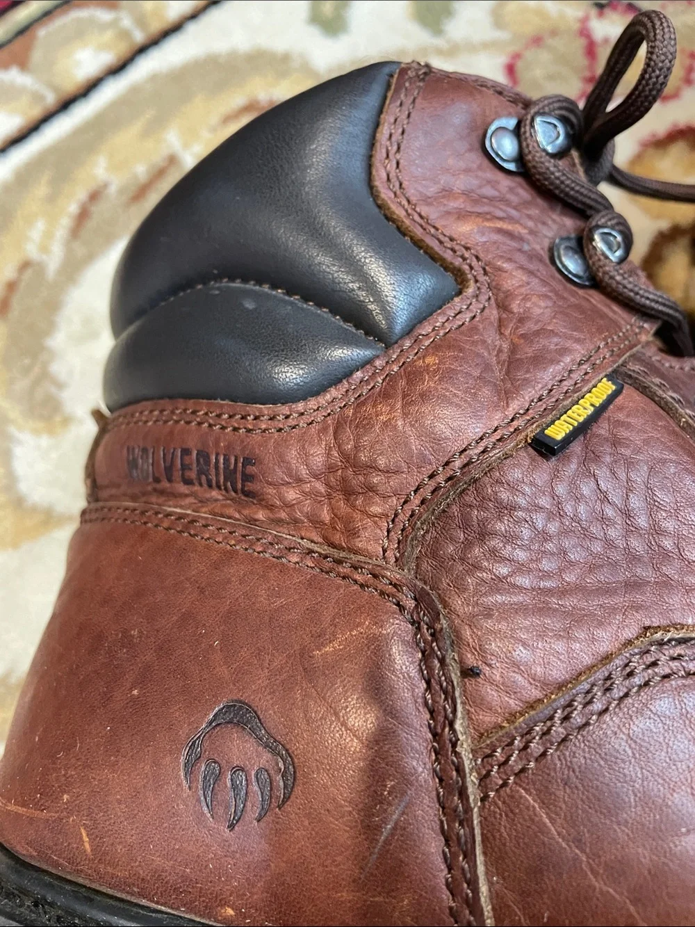 Wolverine Brown Leather Lace-Up Work Boots